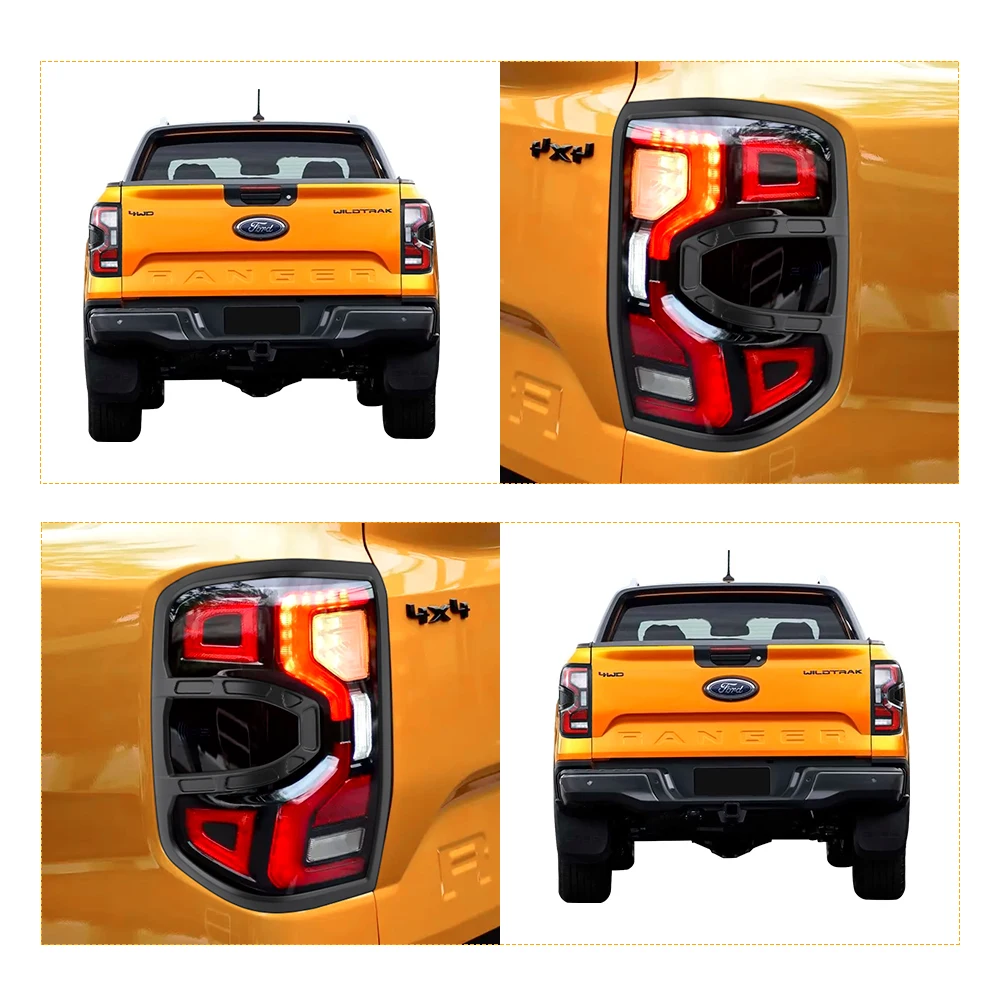 ABS Tail Lights Cover Surrounds Trim For Ford Ranger T9 Wildtrak 2023-ON Sport XLT XLS XL Rear Lamp Hoods Car Accessories