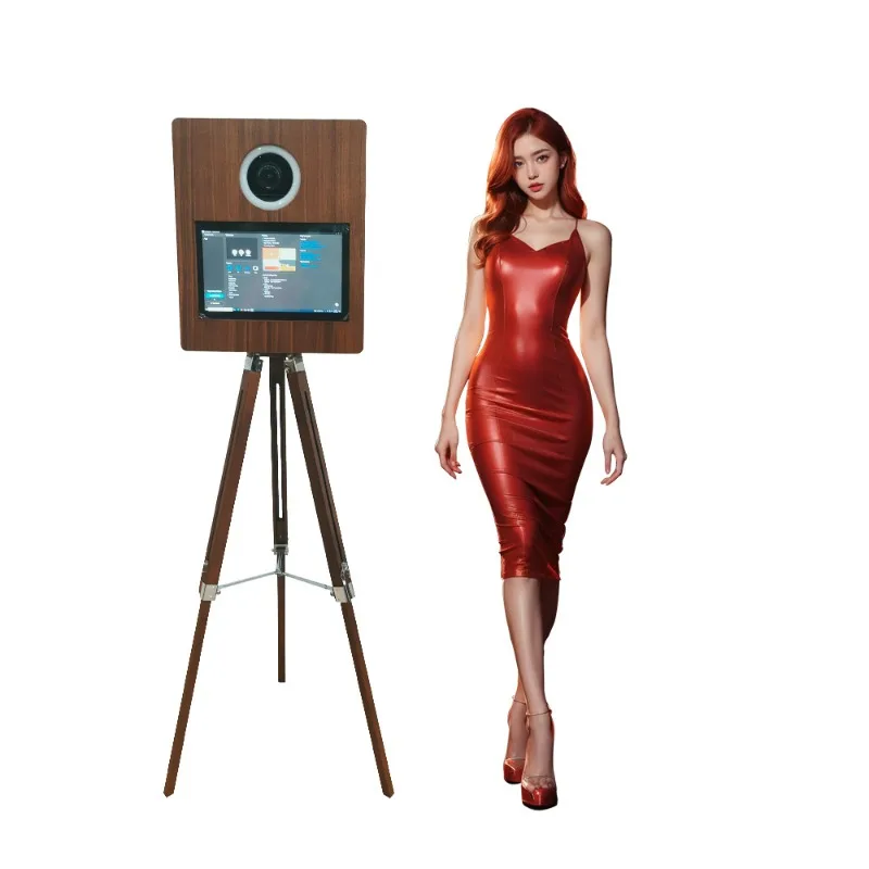 كاميرا تفاعلية جديدة من خشب الماهوجني، كشك تصوير ذاتي الخدمة، كشك تصوير للحفلات