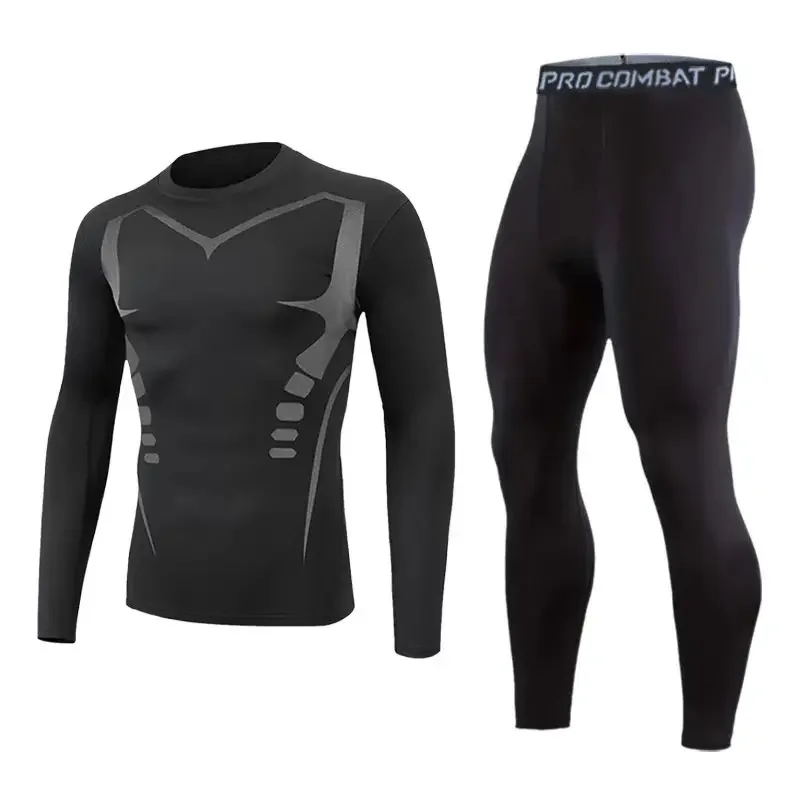 

Men's base suit, form-fitting compression suit, comfortable fabric, full-length skinny pants and top, outdoor sports