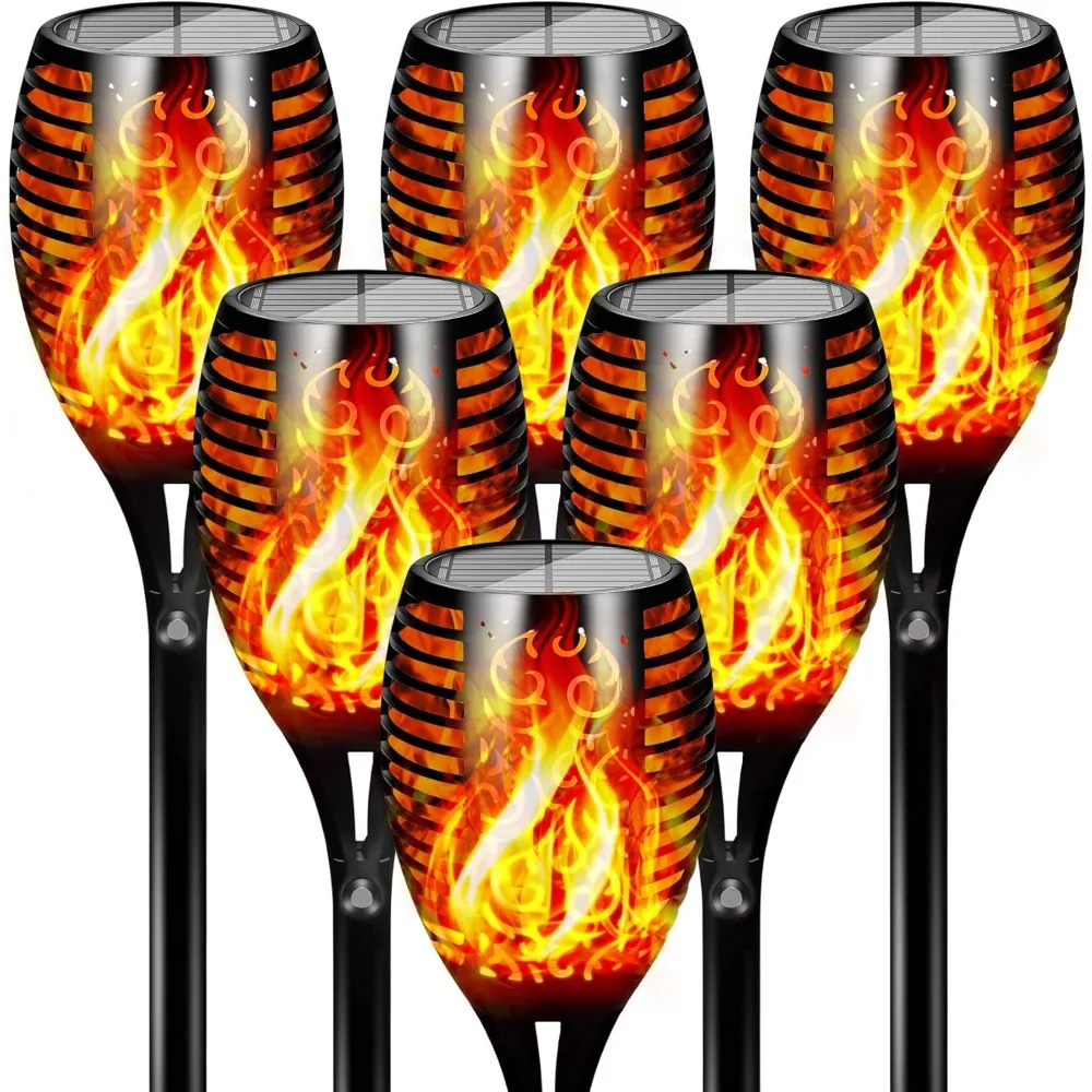 

96 LED Solar Lights Outdoor Upgraded 6 Pack, Waterproof Solar Torch Light, 2200mAh Solar Tiki Torches Decoration Lights