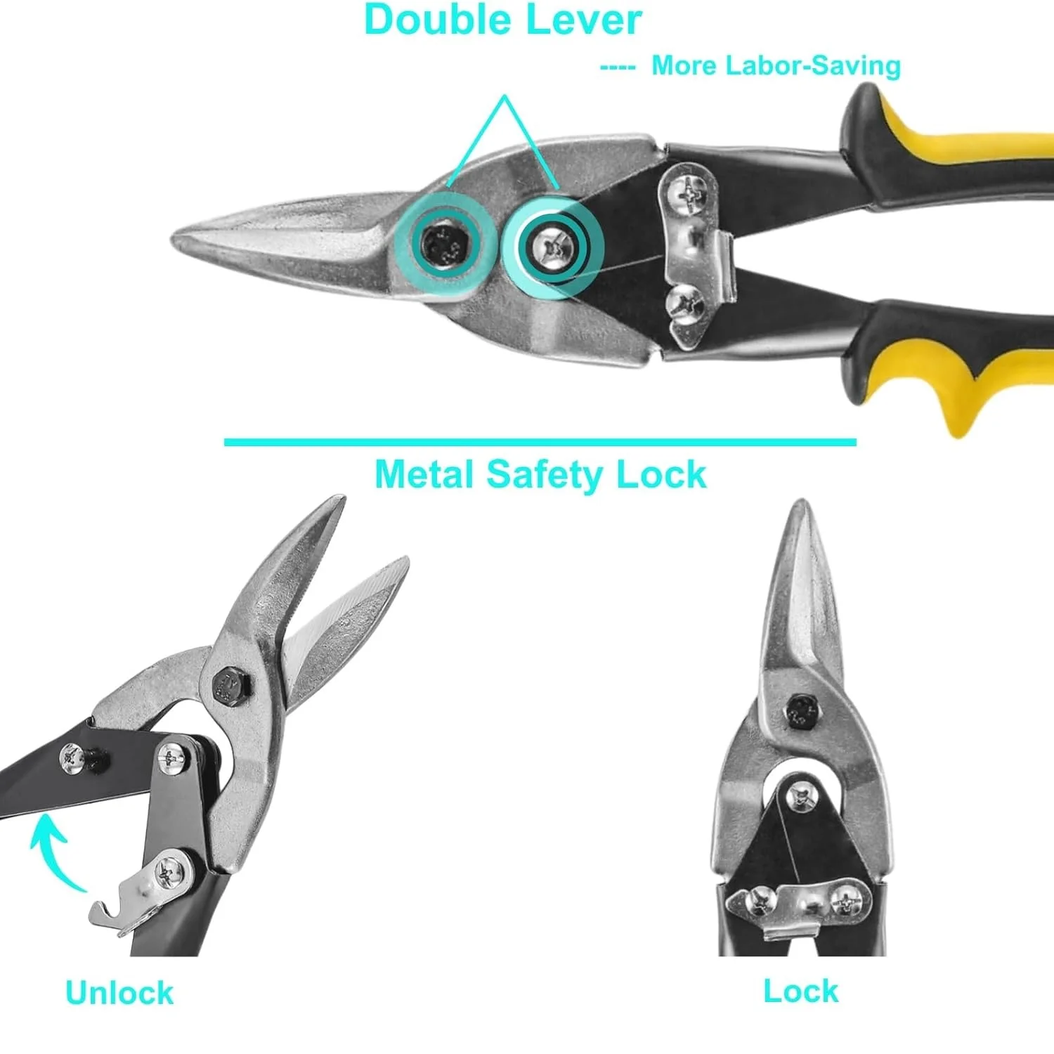10 Inch Heavy Duty Straight Cut Aviation Snips, Sharp Steel Blade Metal Shears, Hand Cutter for Jewelry Making, DIY Craft Sheet