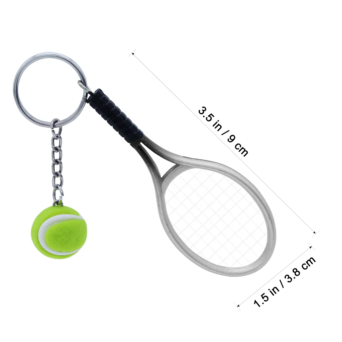 Mini Tennis Racket Keychain Key Ring Charm Tennis Ball Key Chain Car Bag Pendant Keyring Gift (Random Color)