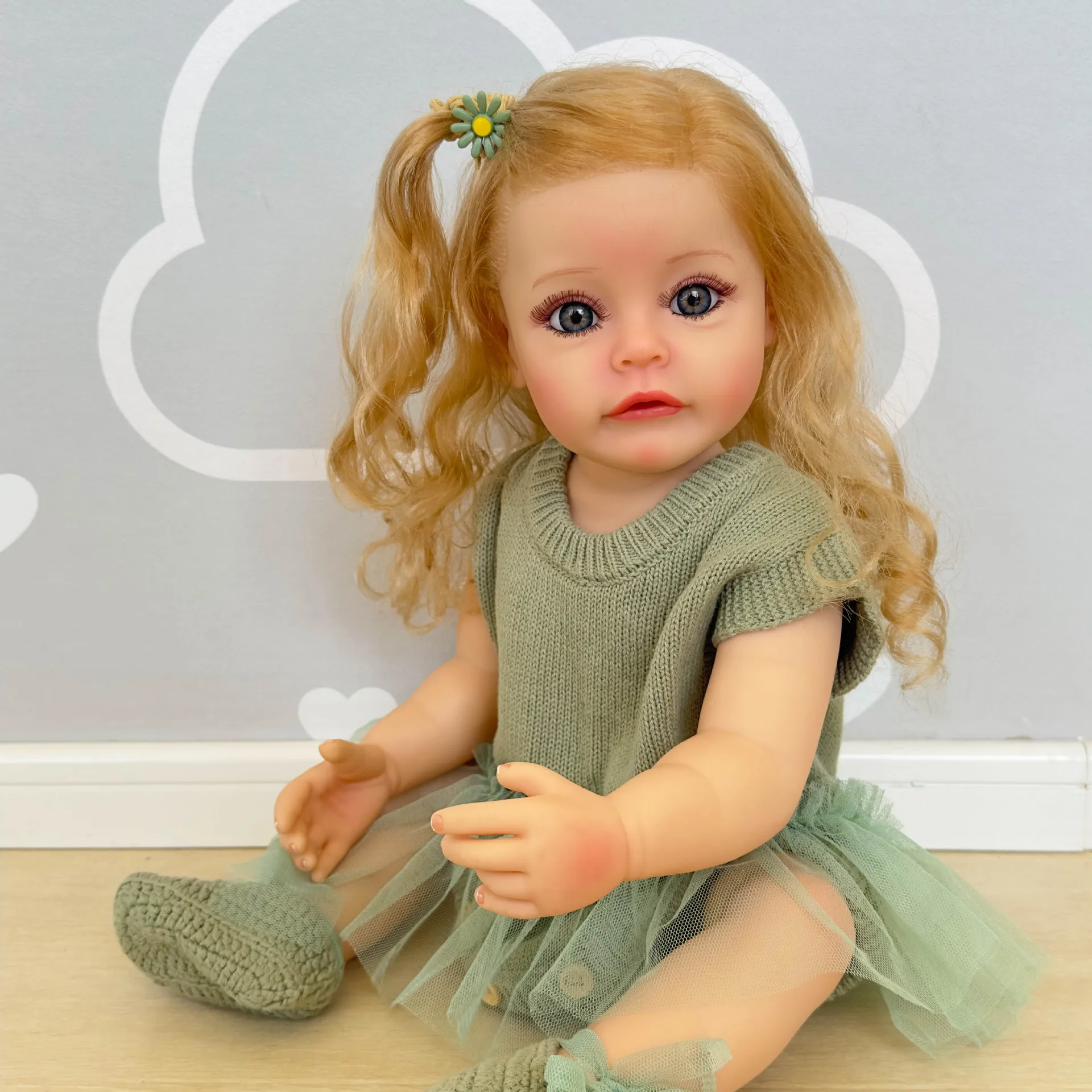 

Bebes 55CM Betty Full Body Silicone Waterproof Toddler Girl Doll Princess Lifelike Sof Touch 3D Skin Multiple Layers Painti