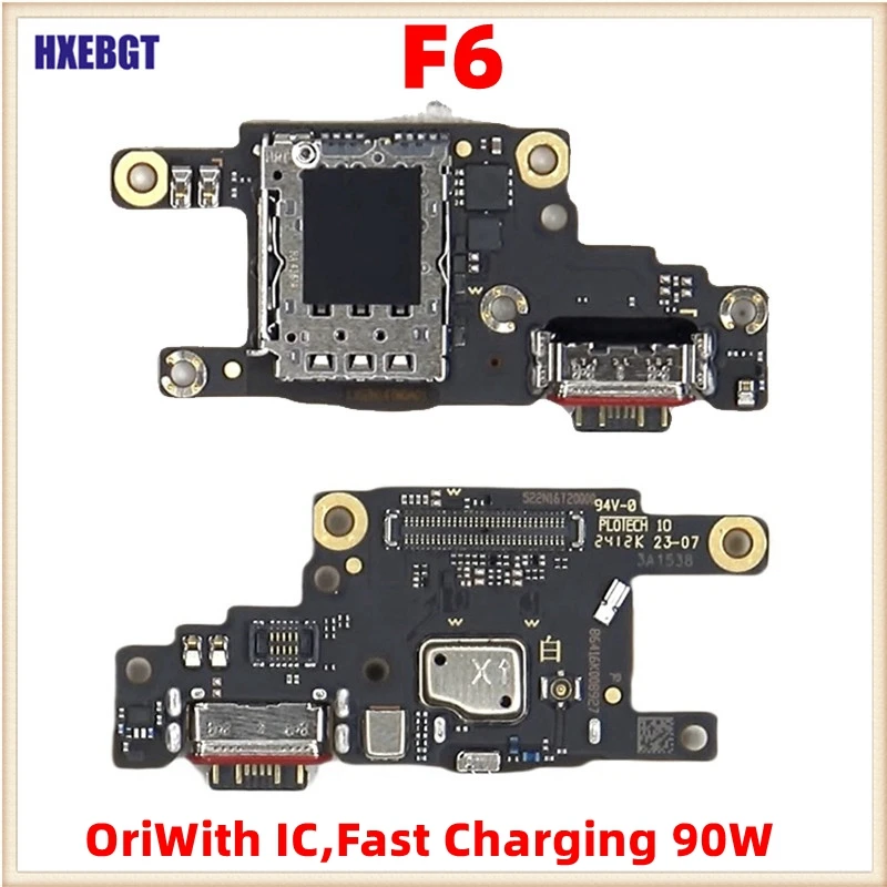 With IC For Poco F6  USB Charging Port Flex Cable Support Fast Charging Charger Port Socket Board Module Replacement Parts