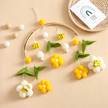 Hochet en Bois pour Bébé de 0 à 12 Mois, avec Boîte à Musique, Support pour Cloche de Lit, Cadeau pour Nouveau-né