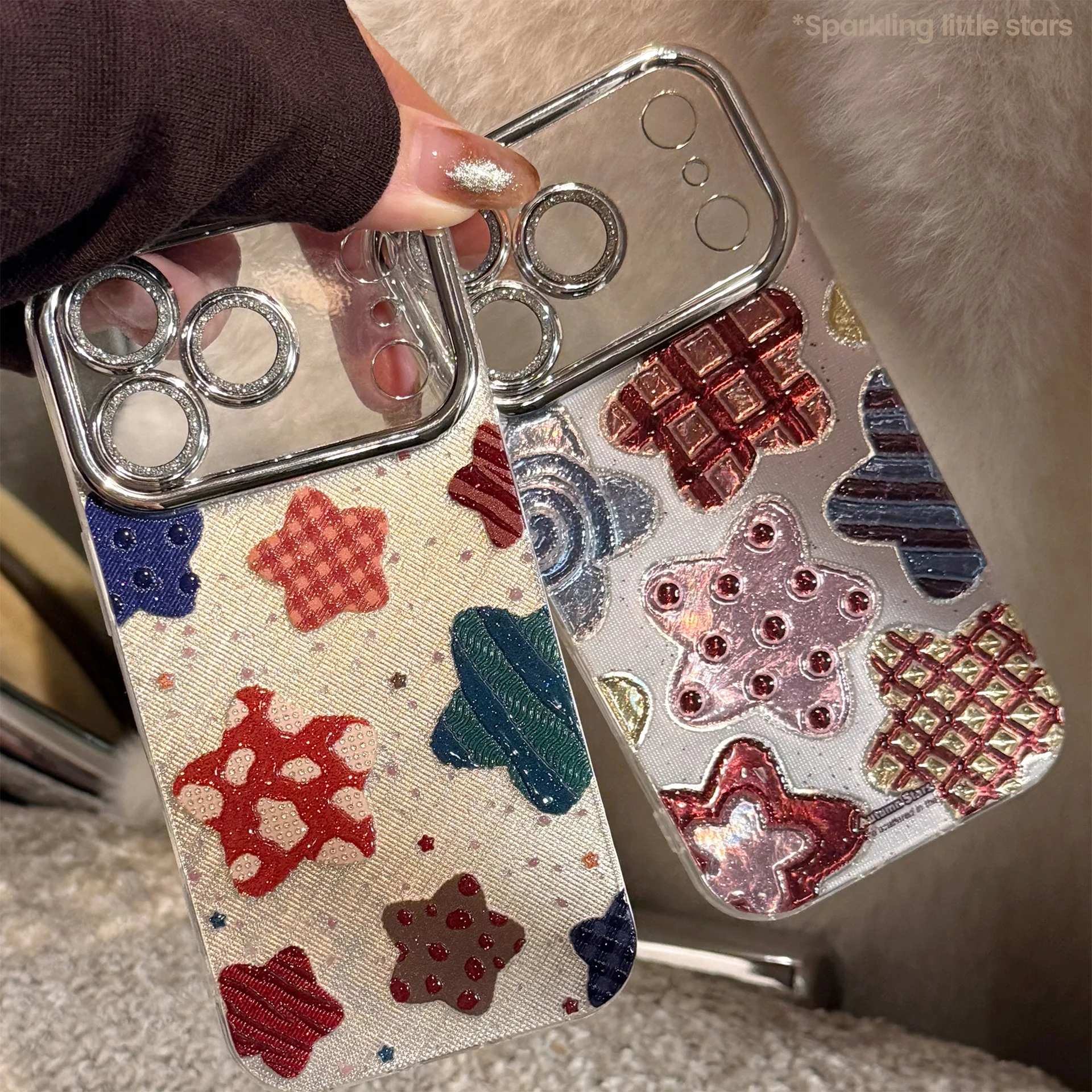 الكورية الملونة نجوم بريق تصفيح جراب هاتف آيفون 17 الهواء 16e 15 14 13 12 11 برو ماكس XS X XR 7 8 زائد غطاء مقاوم للصدمات