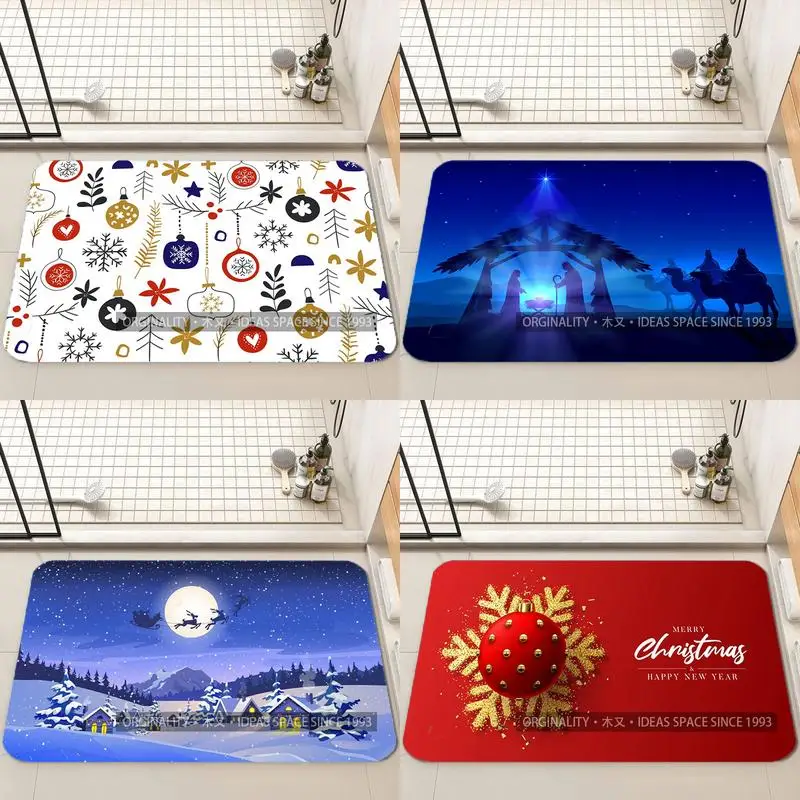 

Colorful Christmas Pattern Mat Living Room Decoration Home Sofa Non-Slip Carpet Study Bedroom Tatami Children'S Soft Floor Mat