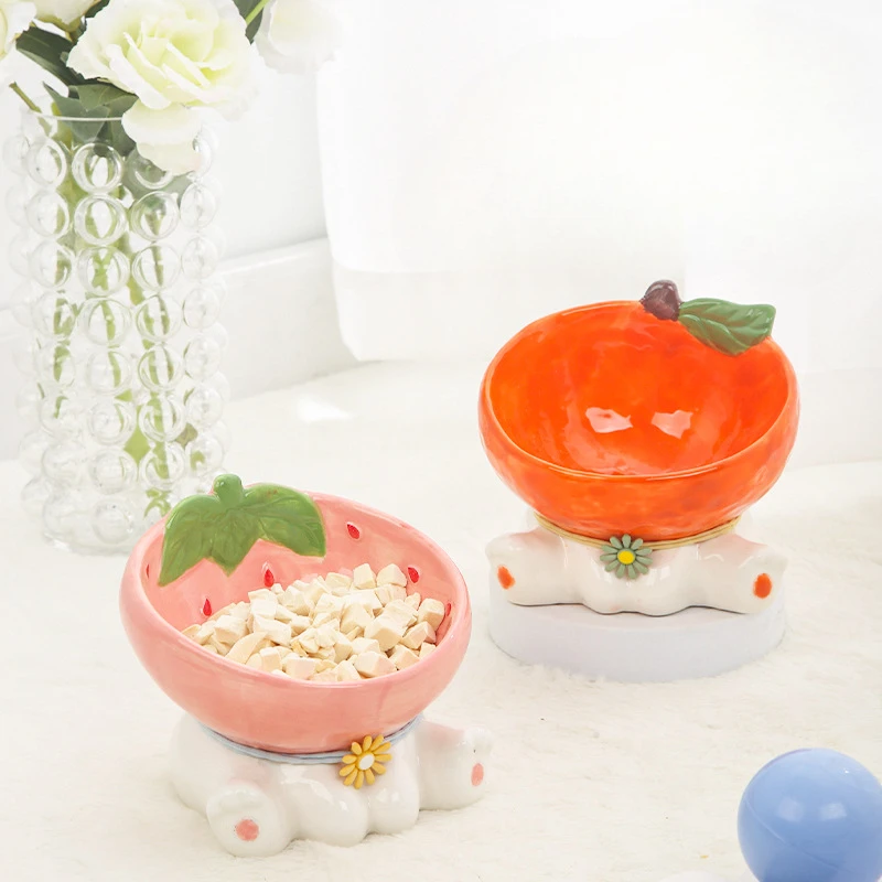 Cute Fruit Cat Bowl Ceramic Bowl Pet Supplies Cats Dogs Feeders Non-slip