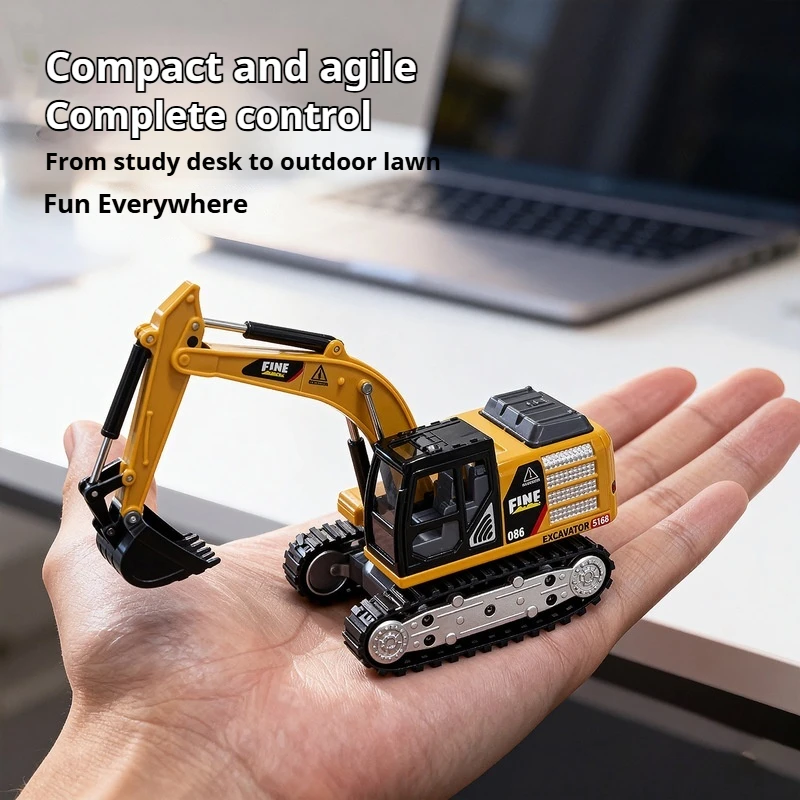 Alloy Mini RC Excavator 2.4G Engineering Vehicle Desktop RC Dump Truck Remote Control Excavator Engineering Car Toy HG4-301