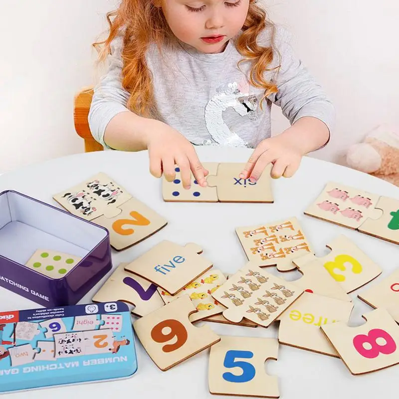 Kids Wooden Number Spelling Word Puzzles Games Educational Toy for Children Learning Puzzle Toys