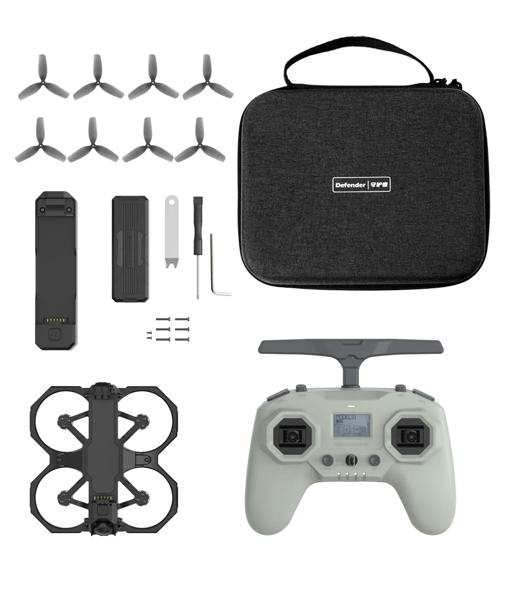 iFlight Defender 16 HD 2S Cinewhoop Drone BNF with O3 Air Unit + Commando 8 Radio Transmitter - ELRS V2 for FPV Kits