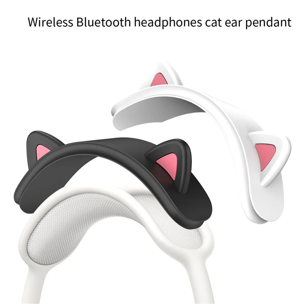 For Apple Airpods Max Multifunctional Wireless Bluetooth Headset Crossbar Cat Ear Silicone Protective Cover, White