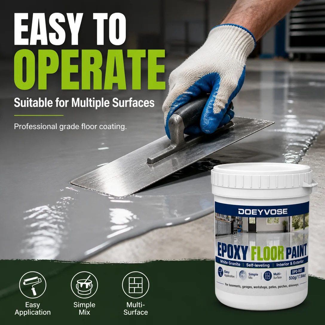 White Granite Self‑Leveling Floor Epoxy Paint 500g Garage Basement Coating