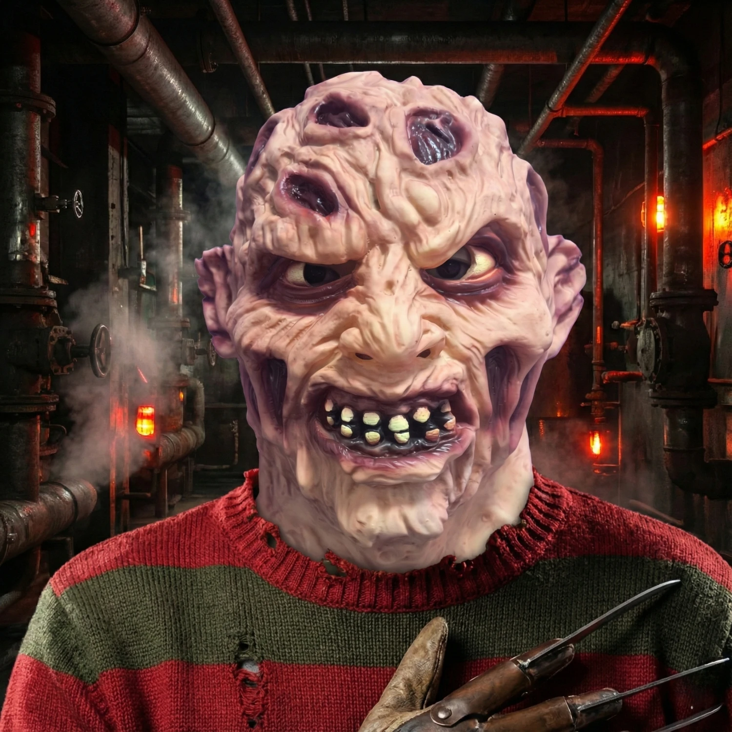 Maska Horror Premium z Czystego Lateksu – Realistyczna Zdrzewiała Twarz na Halloween, Cosplay i do Nawiedzonych Domów