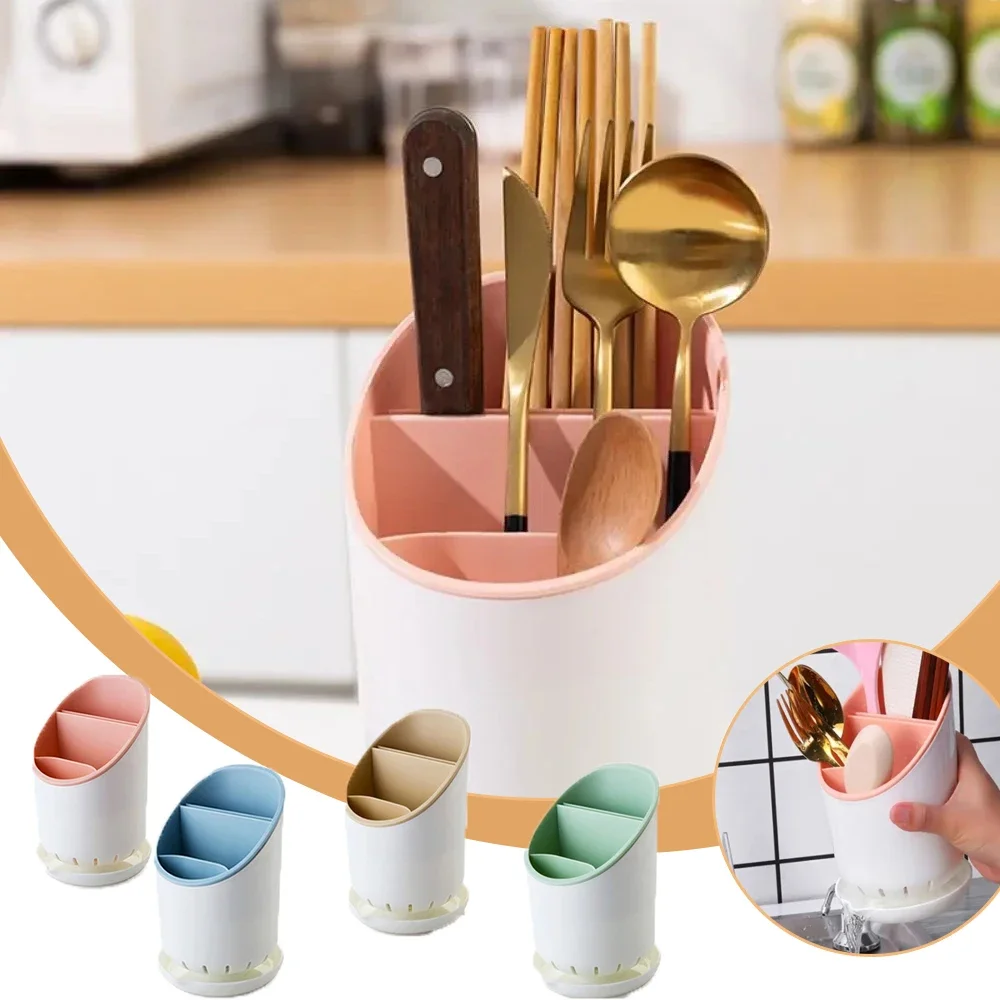 

Cutlery Storage Holder Tableware Storage New with Tray Space Saving Chopstick Holder Drainage Hole Detachable Scoop Spoon Cage