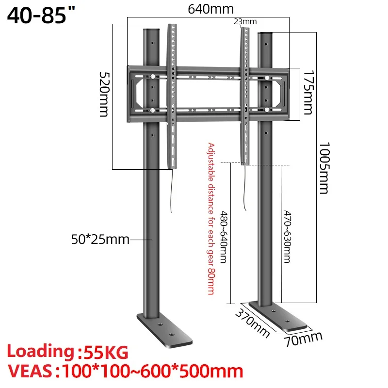 Universele TV Floor Stand Base Voor 55 ''-90" Plasma LCD Flat Screen Hoogte Verstelbare Monitor Mount Arm beugel Suporte DZP10L