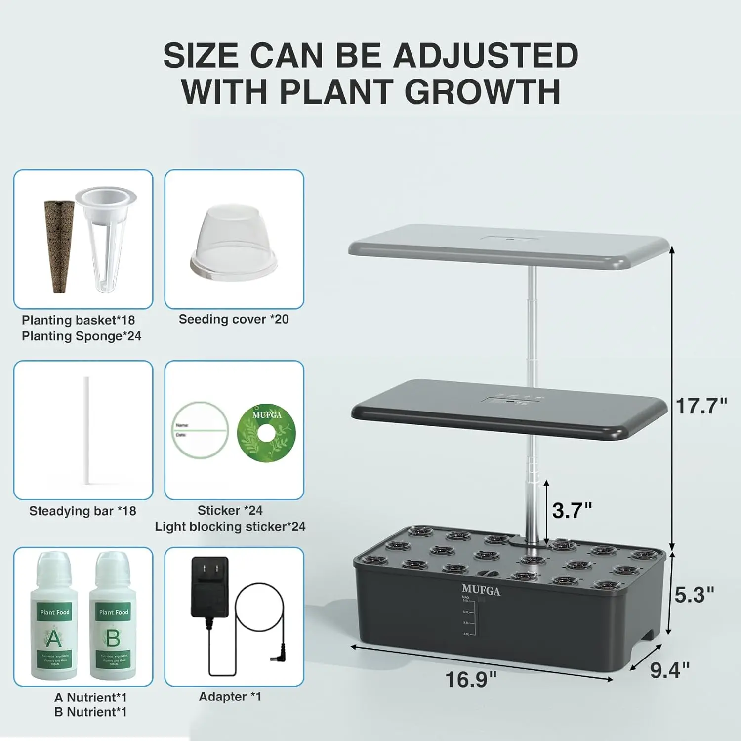 Imagem -03 - Indoor Hydroponics Sistema Crescente Jardim de Ervas Sistema de Jardinagem com Led Crescer a Luz Kit de Germinação de Plantas 18 Vagens sem Sementes