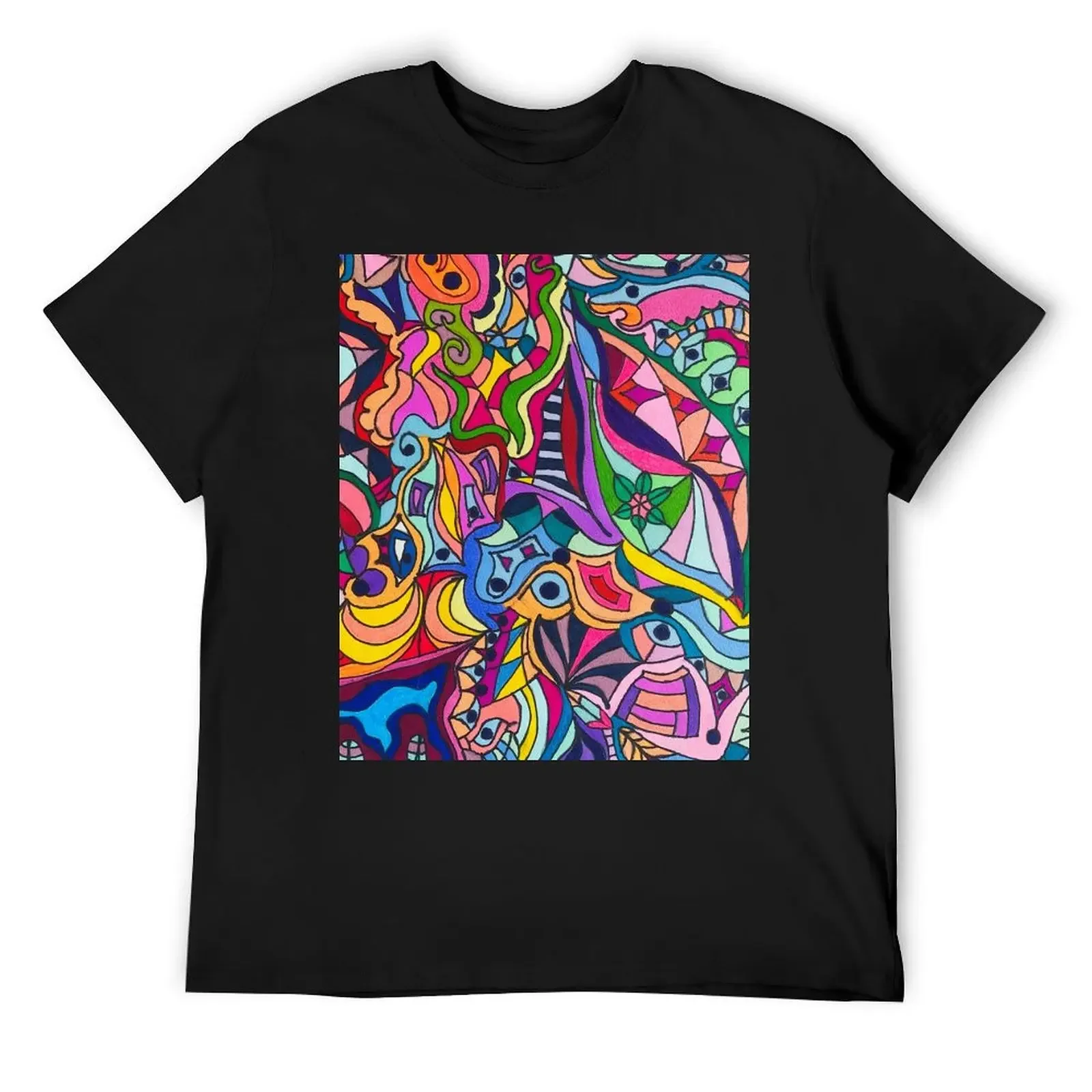 Trippy Rainbow Zentangle T-Shirt customs Aesthetic clothing mens plain t shirts