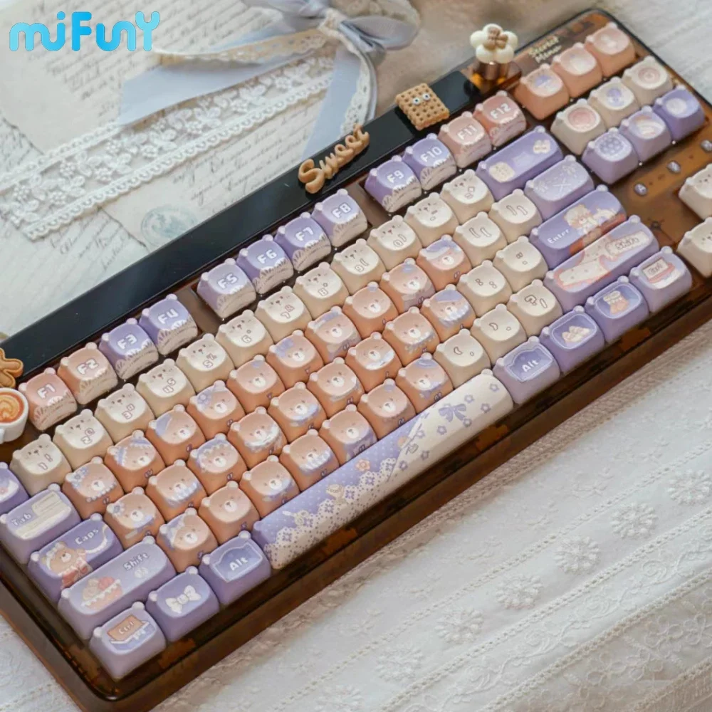 

MiFuny Keycap Set Lttle Bear Tailor Shop PBT Bear Head Keyboard Cap Custom Cute MAO Profile Key Cap for Mechanical Keyboard Gift