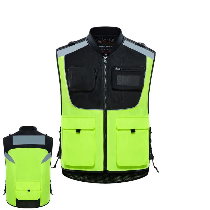 Reflective Vest For Men Adjustable Construction High Visibility Safety Vest Running Vest With Multiple Pockets Cycling & Running