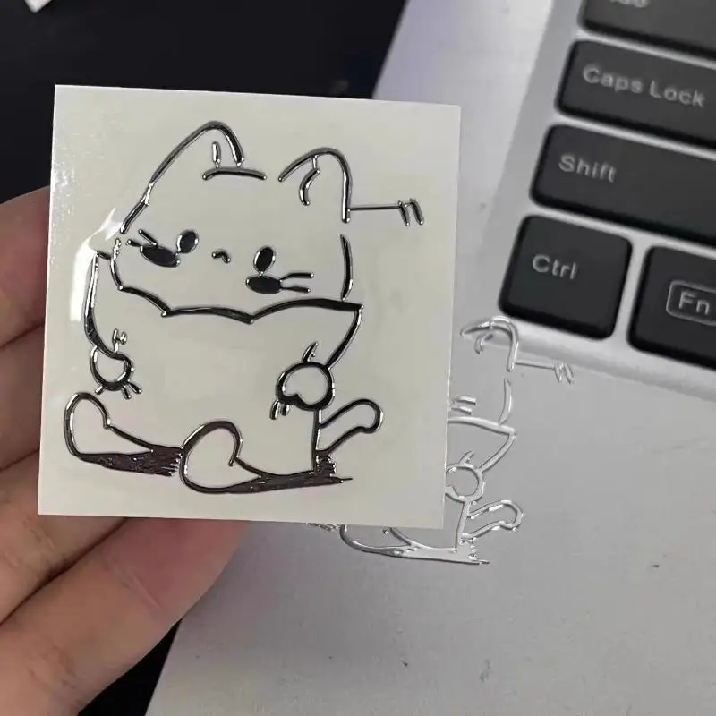 Waterproof 3D Metal Stickers: Girl & Cat - usage example