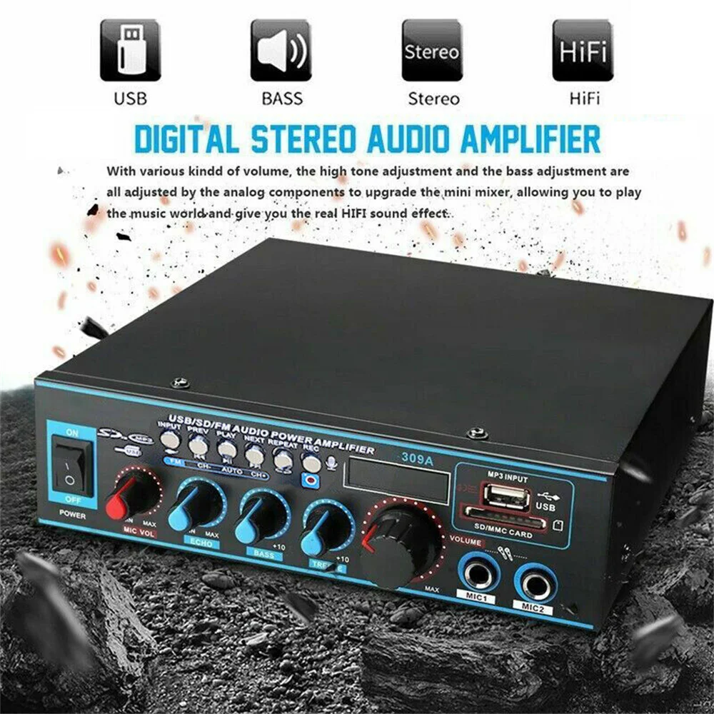 12V 220V 800W Car Hifi Power Amplifier Bluetooth 5.0 Amplifier Mini HIFI digital bluetooth audio power amplifier 2.0 Channel