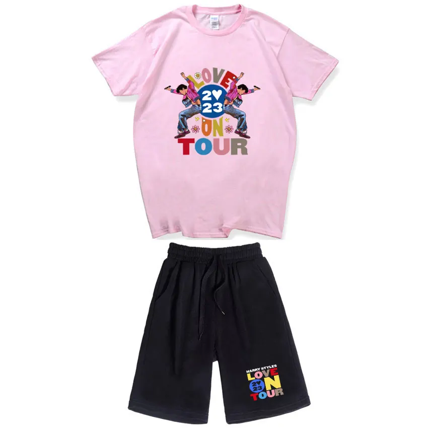 2023 Love On Tour T Shirt Sets Printing Men Clothing Shorts Cotton Tee Tops Sweatpants Fashion Casual Ropa Hombre S-XXL