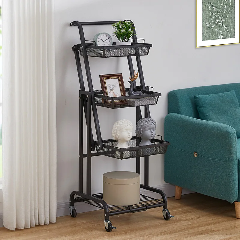 Multi-Layer Extendable 180-Degree Trolley Heightening Bold Living Room and Kitchen Sorting Storage Rack Cross-Border Export