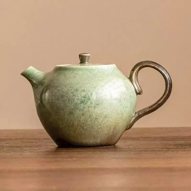 120ML Kiln-changed Ceramic Teapot Green Starry Sky Teapot To Make Tea Household Filter Teapot Not Hot TeaSet Office Decoration