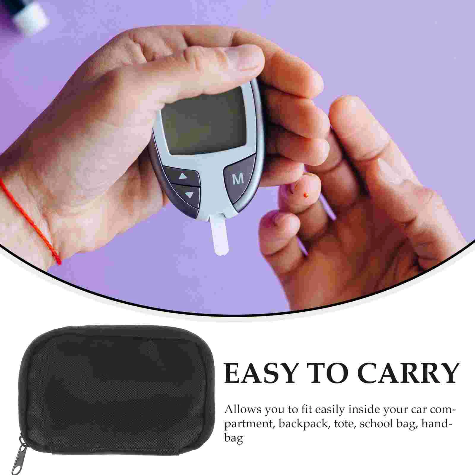 2Pcs Glucose Meter Bag Travel Case Glucose Monitor Pouch Storage Case Diabetes Bag