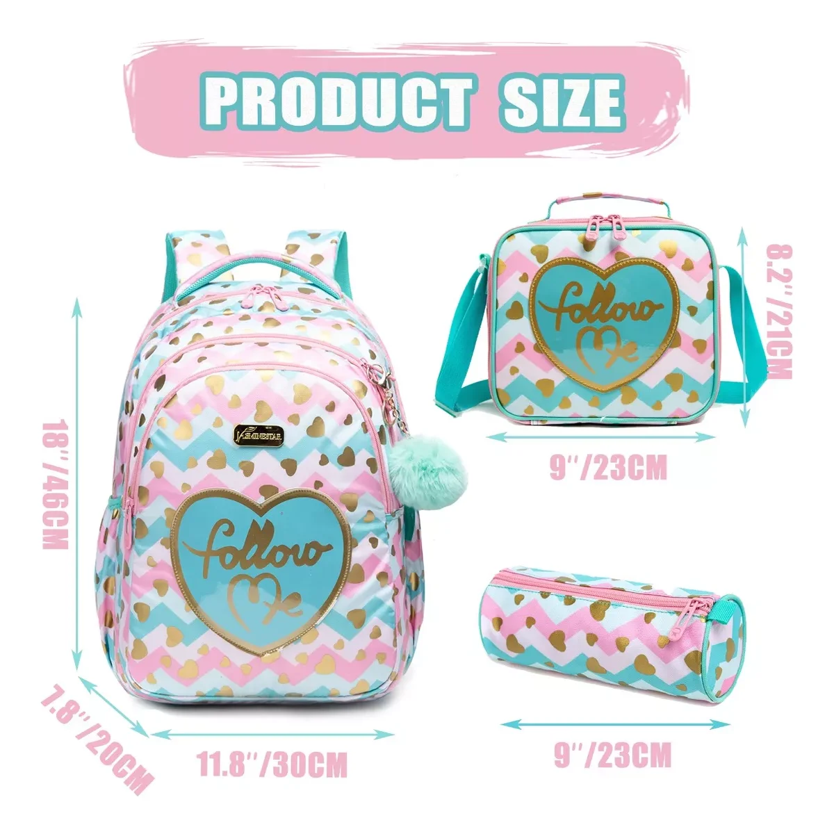 Backpack for Girls Sequin Backpacks for Elementary Preschool Students Kids with Lunch Box Gift Package for Teen Girls