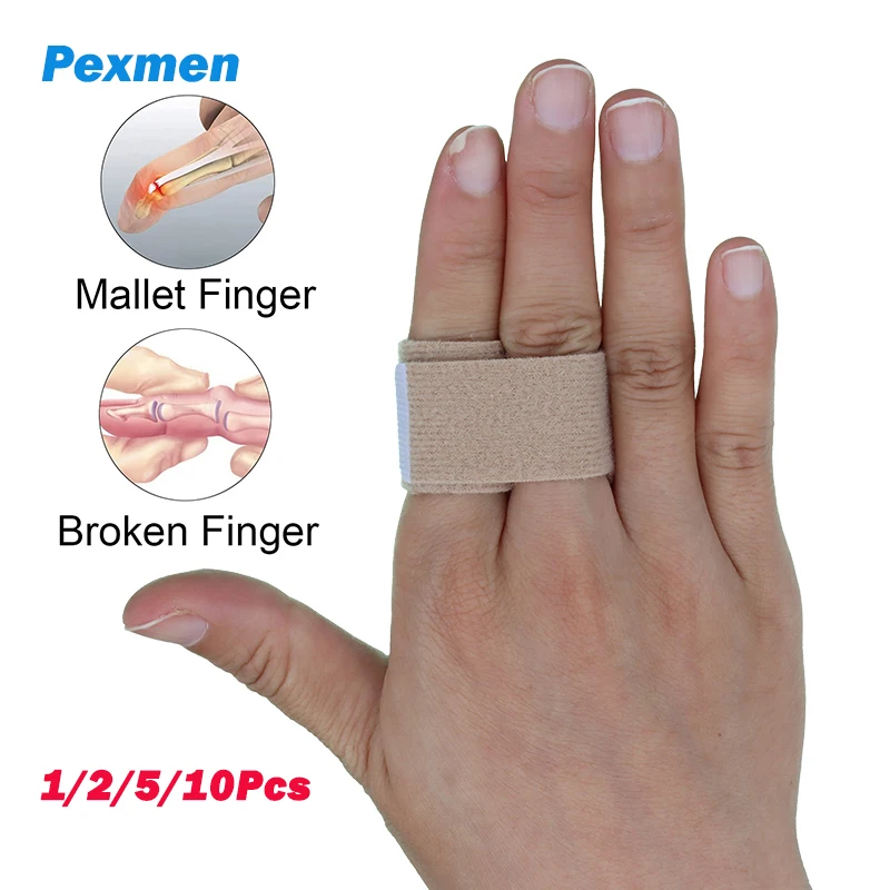 Pexmen 1/2/5/10Pcs Finger Buddy Straps Hook and Loop Buddy Tape Finger Splints with Padding for Injured Finger Relief