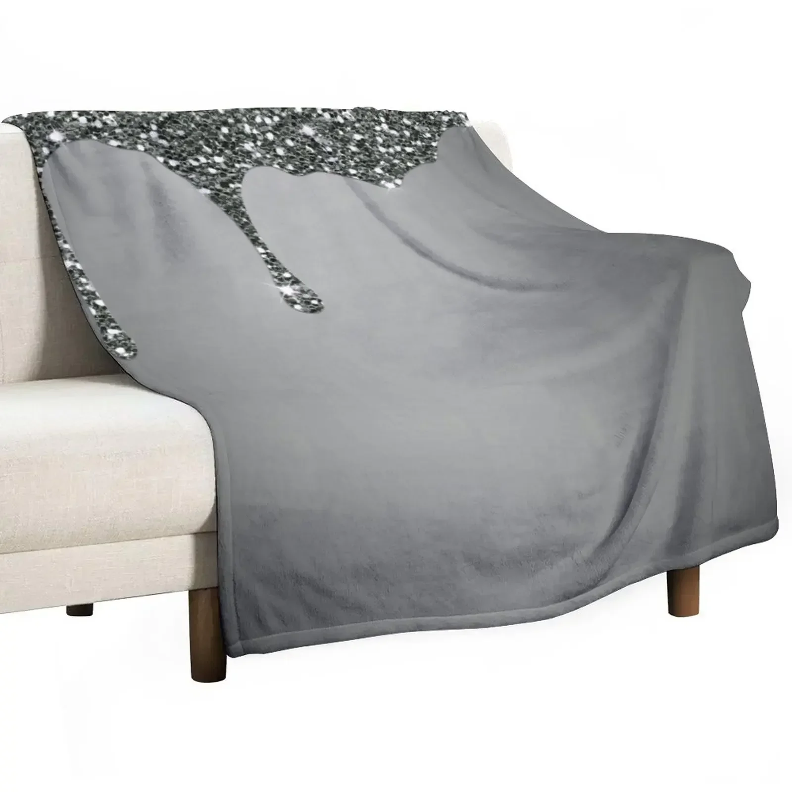

Dripping Black Glitter Throw Blanket Warm Accent Blanket for Living Room Decoration