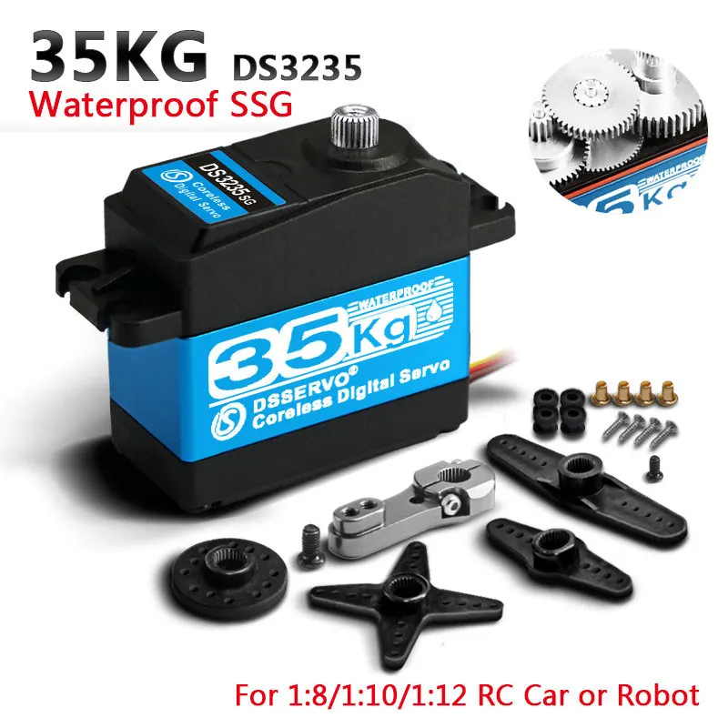 

Цифровой сервопривод DS3235 35 кг с бесколлекторным двигателем 7.4В, шестернями из нержавеющей стали, водонепроницаемый IP66, для радиоуправляемых краулеров, автомобилей, грузовиков, лодок масштабов 1/8, 1/10