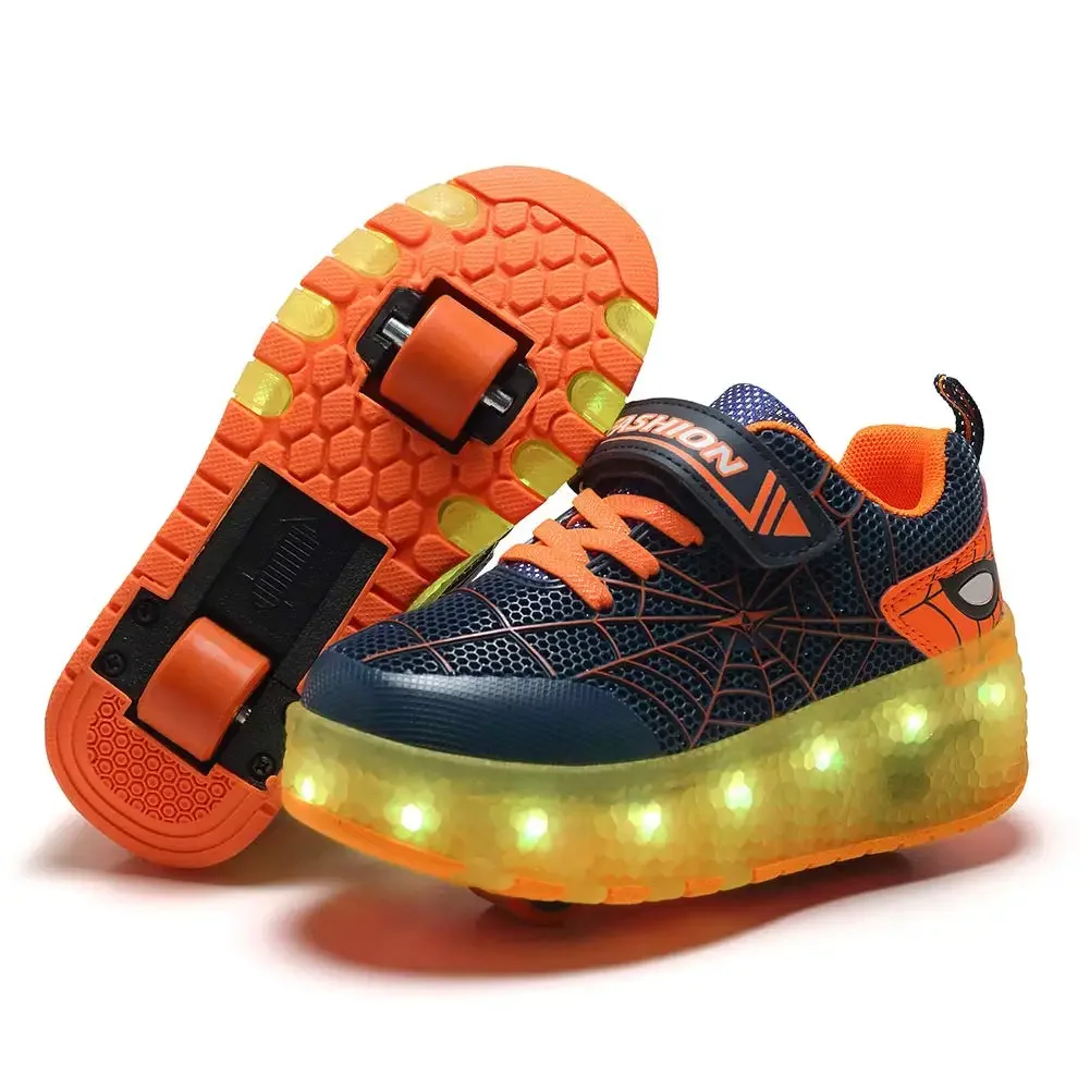 YUNICUS Rollers Skate Shoes For Boy Girls Led Usb Charging Roller Shoes Glowing Light Up Luminous Sneakers With Wheels Shoes