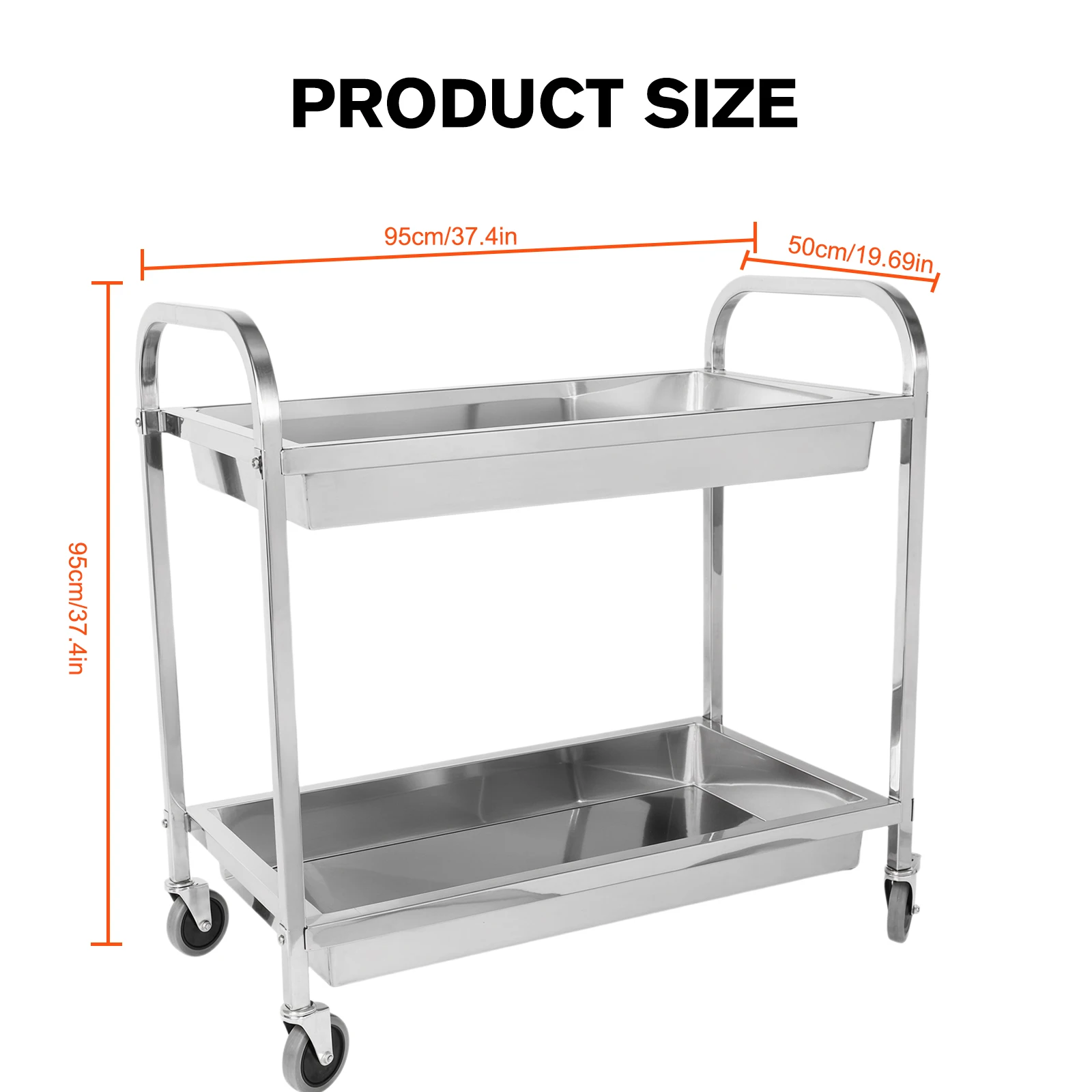 عربة المطبخ مع مقبض وعجلات عربة الطعام المتنقلة عربة الطعام للمطبخ التجاري والمطعم والفنادق والمرآب