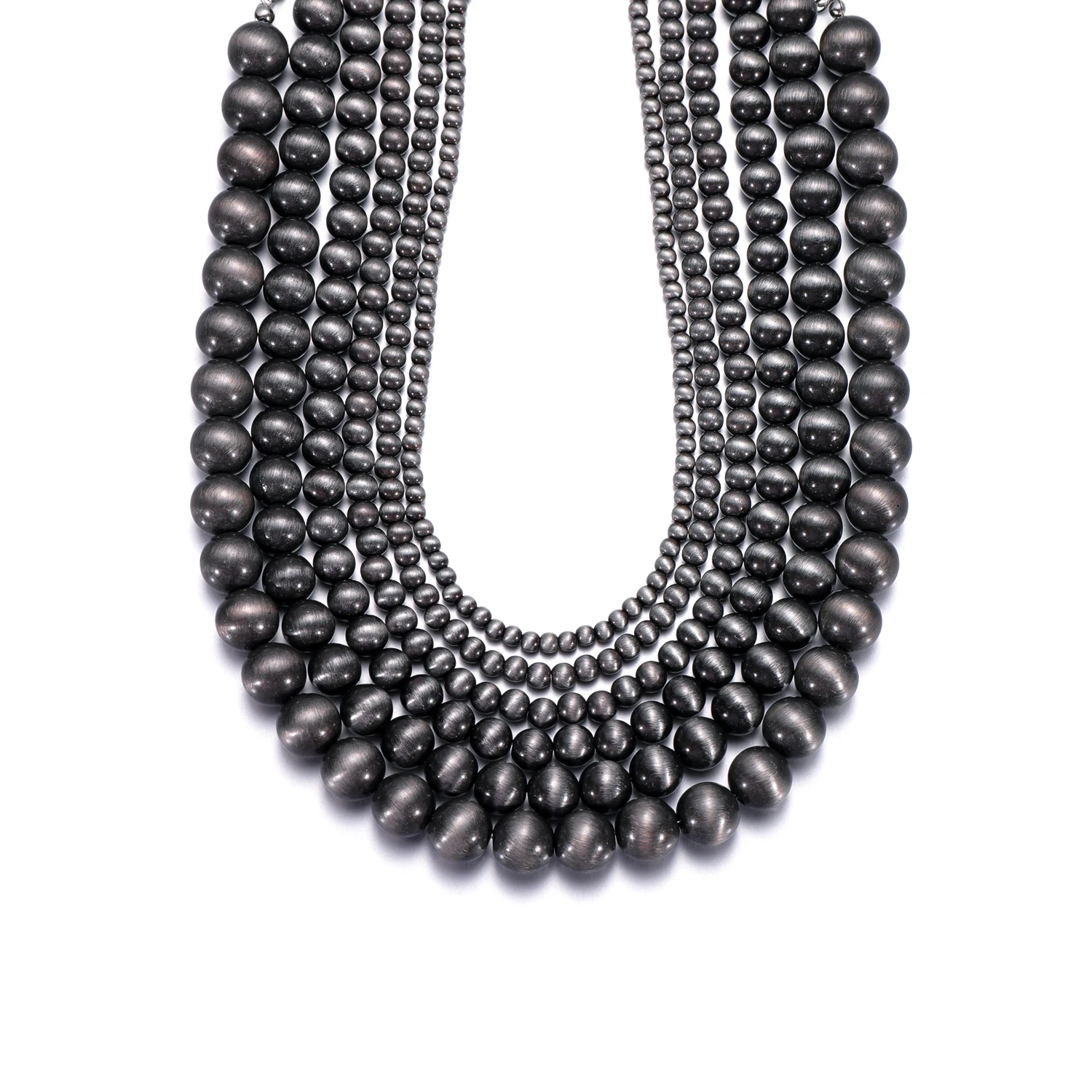 Fashionable retro gradient brushed CCB size bead neck for women Navojo necklace, versatile for daily use