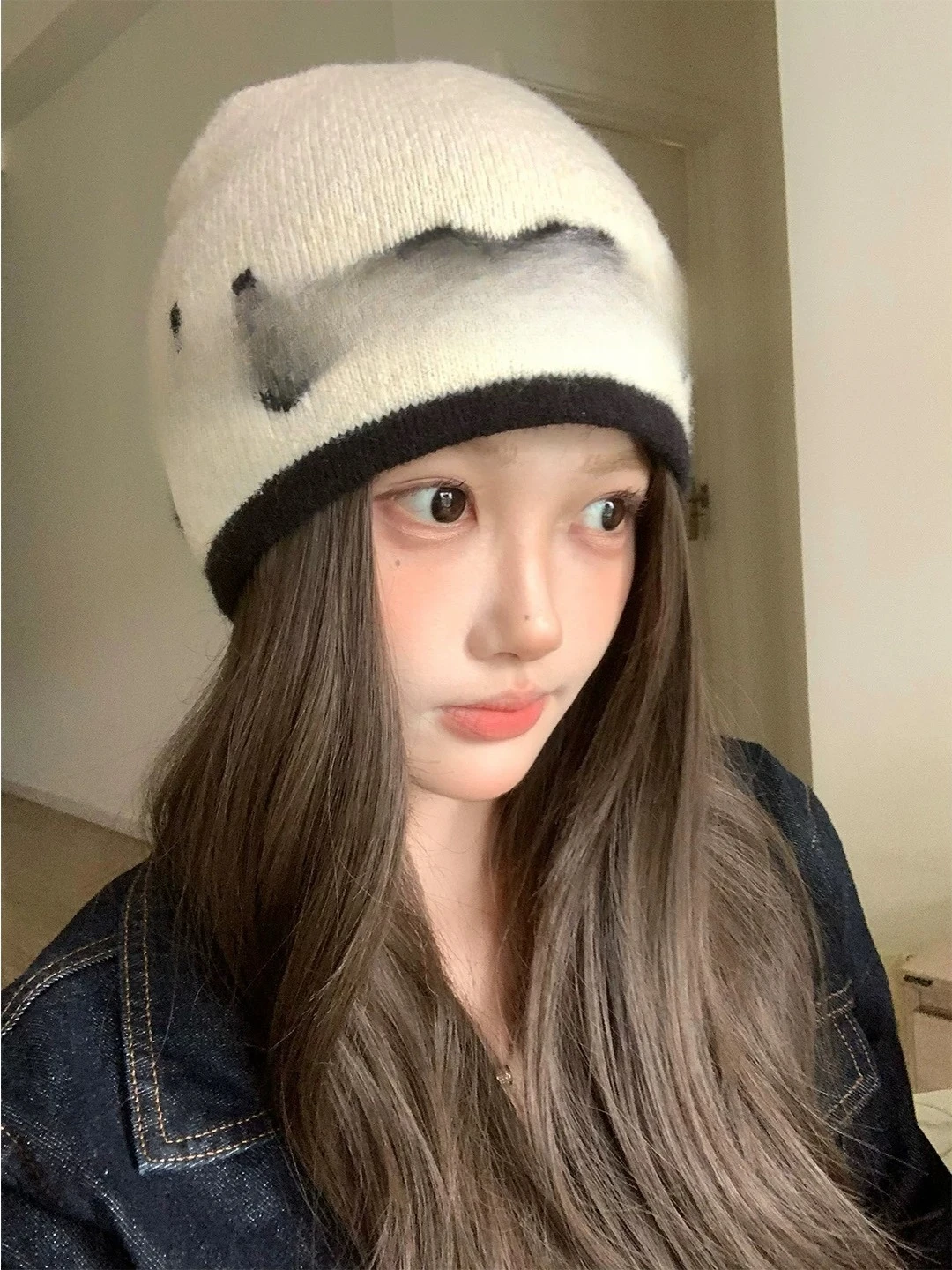 Baotou hat wig integrated female curly hair autumn and winter Internet celebrities warm bald hair simulation
