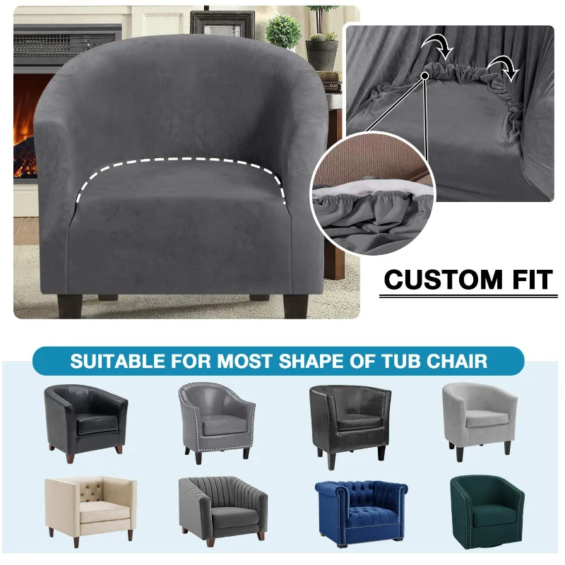 Elastic Sretch Coffee Velvet Tub Sofa Armchair Seat Cover Protector Washable Furniture Stretch Slipcover Home Chair Decoration