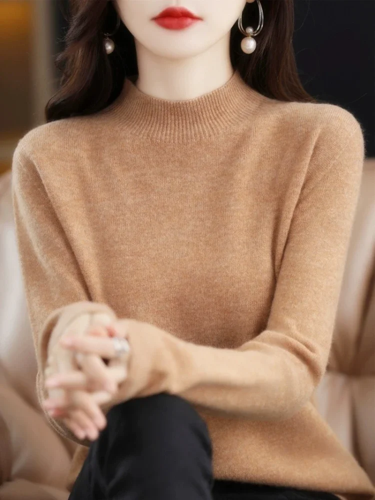 zjaiss Korean Women Pullover 2026 Autumn Winter Warm Turtleneck Cashmere Sweater Casual Versatile Wool Knit Base Layer Top