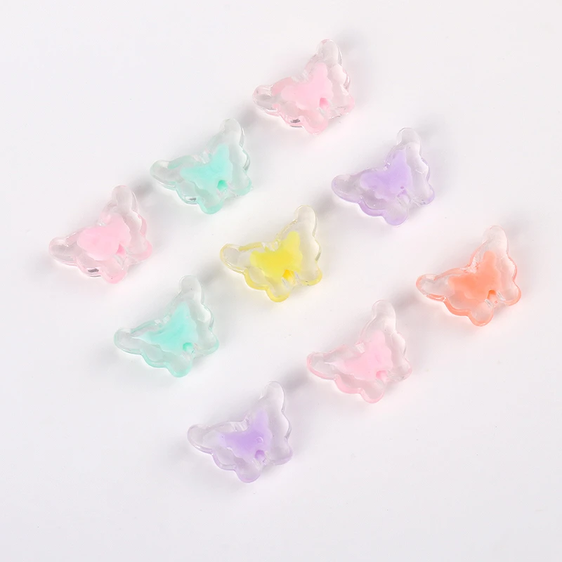 50pcs 15x11mm Colorful Butterfly Small Charms for Necklace Bracelet Acrylic DIY Jewelry Making Findings Hair Accessories