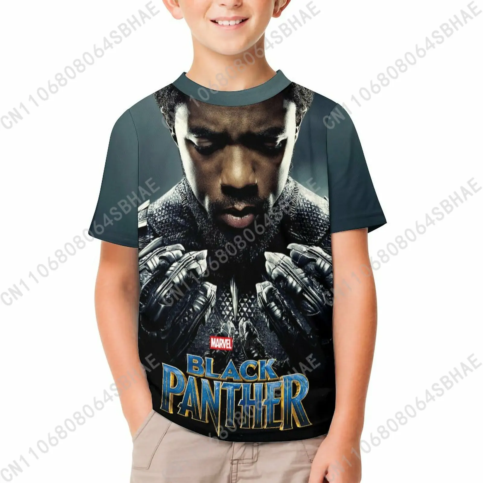 

Marvel Biack Panther T Shirt Boy Girl Short Sleeve Print Cotton TShirt Comfortable Crew Neck Children Child Tee Cosplay