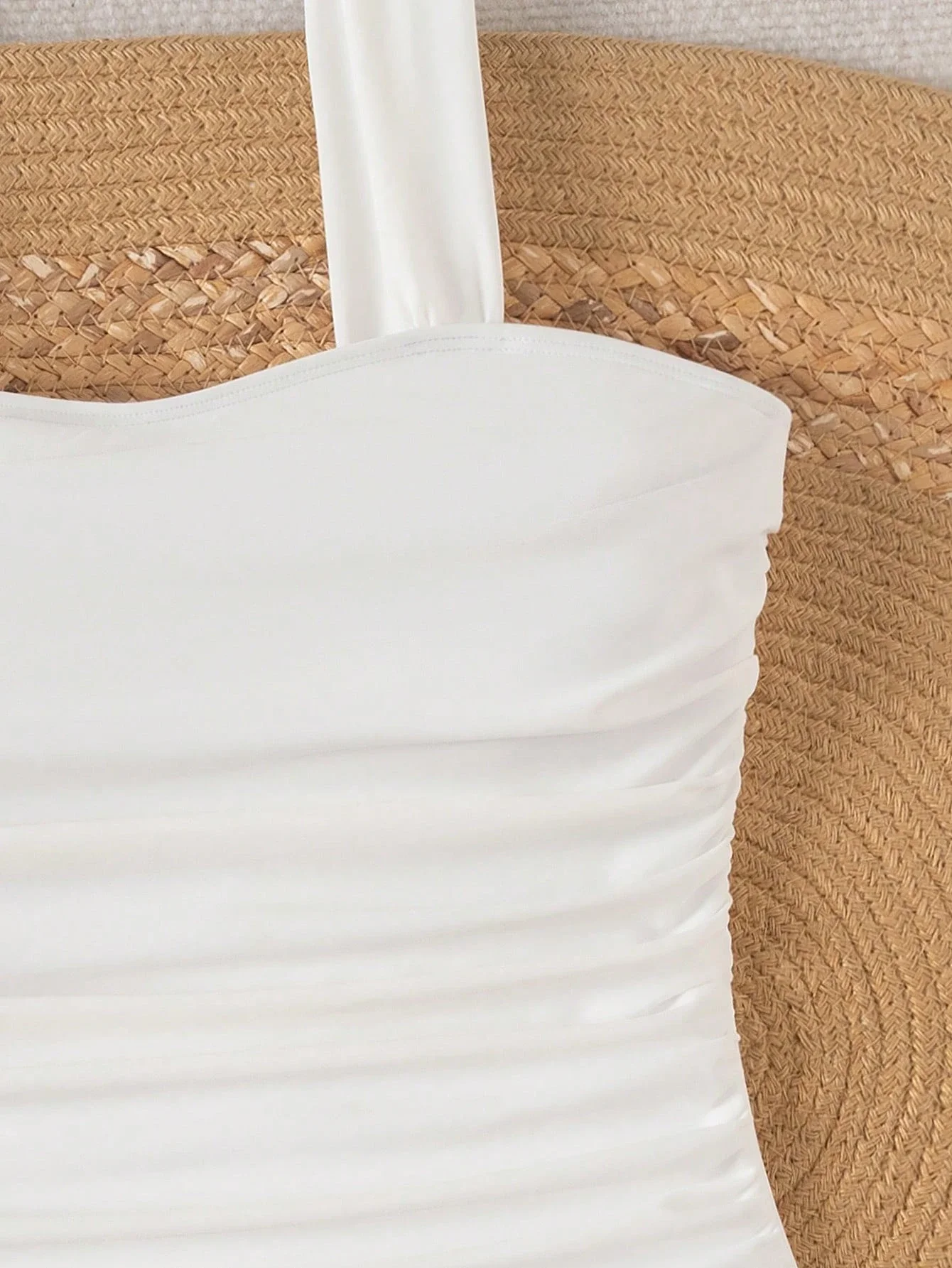 

Women Solid Color Ruched One Piece Swimsuit Bohemian Festival Style