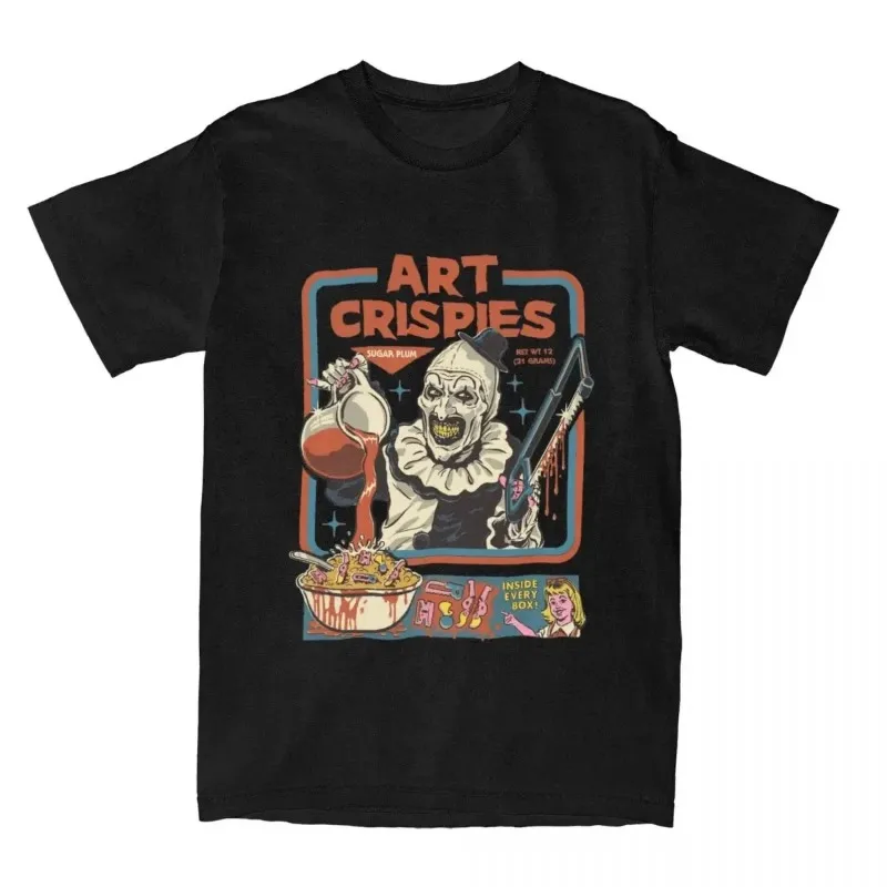 Art Crispies สยองขวัญ Clown เสื้อเสื้อผ้าผู้ชายและผู้หญิงแฟชั่น Retro สยองขวัญเสื้อยืดรูปแบบพิมพ์เสื้อยืดแขนสั้น