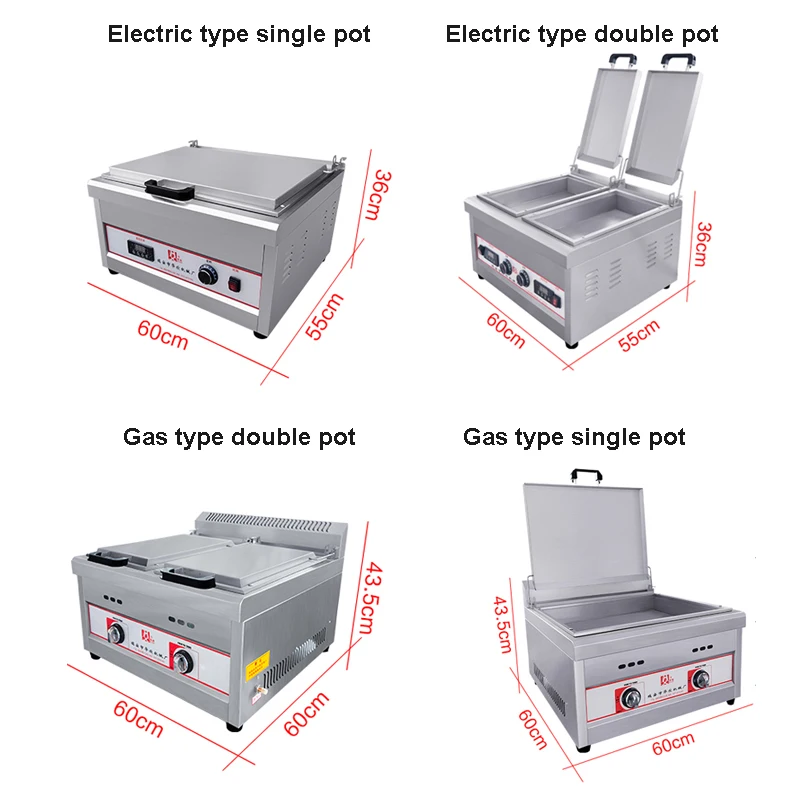 Intelligent Single/Double Pot Fried Gyoza Machine Gas/Electric Frying Dumpling Pot Sticker Pancake Cooker  Fried Buns Pan