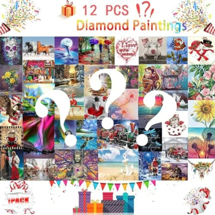 

12 Pack Diamond Painting Kits 50 Pictures Scenery 12 DIY Paint with Diamonds Art Crystal Rhinestone Round Drill Diamond Paintin