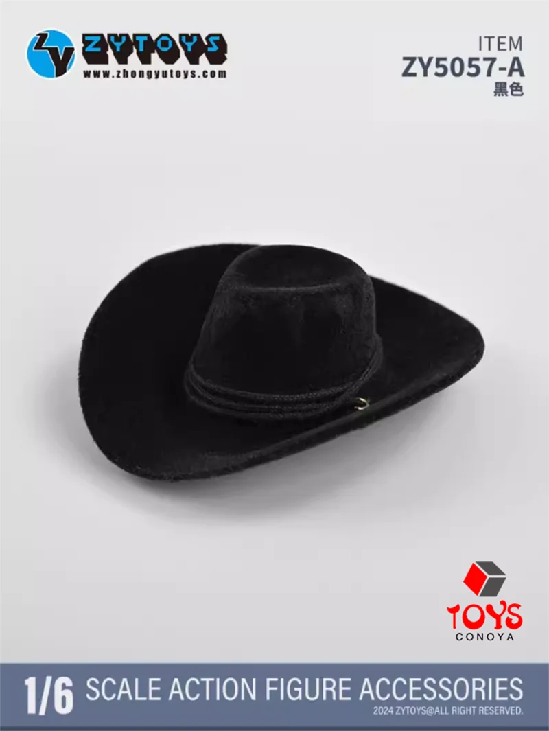 ZYTOYS-Casual Cor Sólida Chapéu Cowboy, Modelo de Acessórios de Roupa, Fit 12 ''Soldado, Action Figure Corpo, 1/6 Escala, Masculino, Chapéu De Cowboy