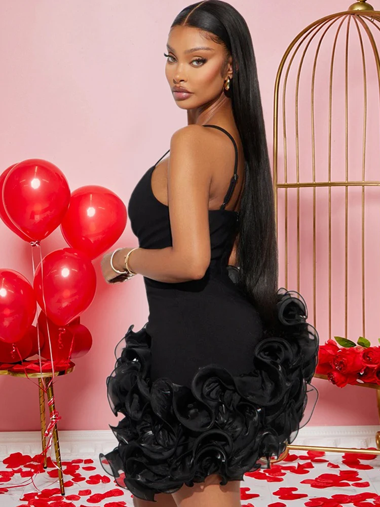 Vestido para festa de aniversário feminino sexy alça fina vestido em camadas bainha com decote em v verão elegante vestido curto atacado dropshipping