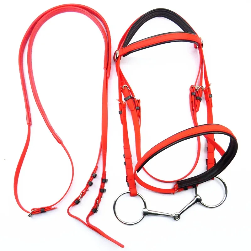 red-blue-bridle-reins-stainless-steel-and-pvc-material-equestrian-equipment-for-ponies-and-small-horses