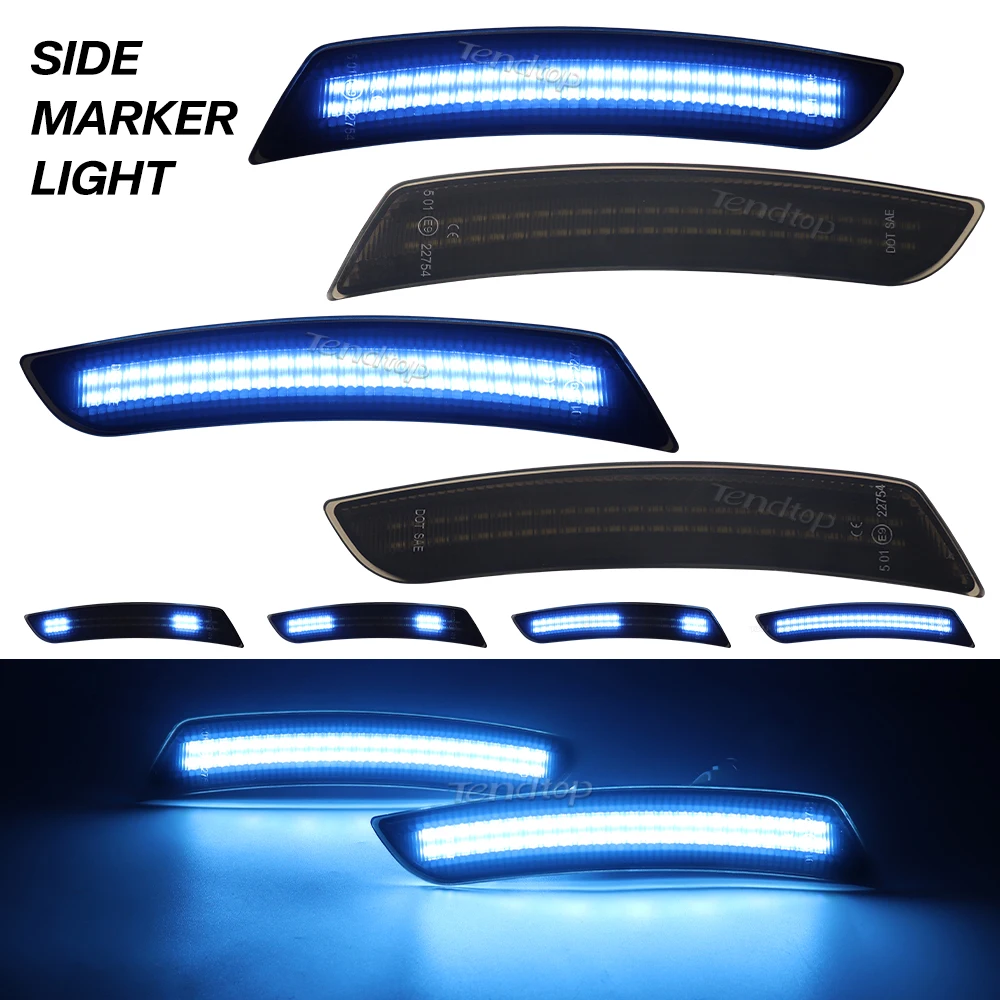 4pcs Dynamic Lights Side Marker Lamp Smoked Lens Front  Rear Full LED Car Side Marker Light  for Chevy Camaro 2016-2023